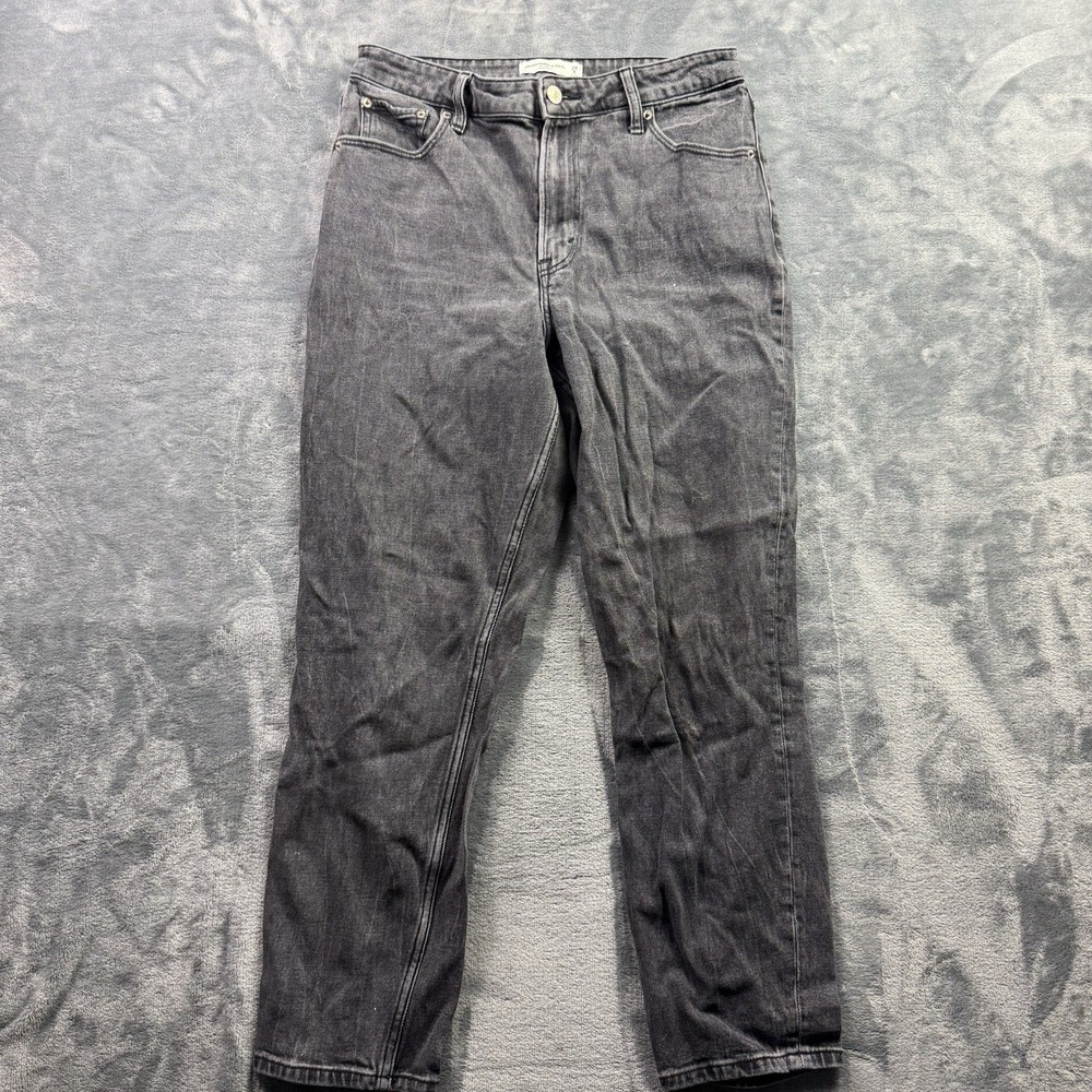 Abercrombie & Fitch Curve Love Women's Mom High Rise Straight Black Jeans Sz 29